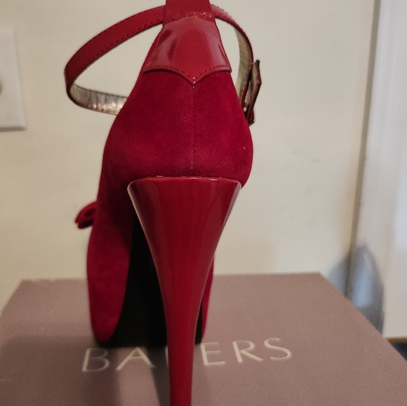 Red Suede and Patent Leather Heels Kailee by Baker - Picture 8 of 11